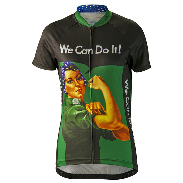 Rosie the Riveter Green Cycling Jersey (women's)