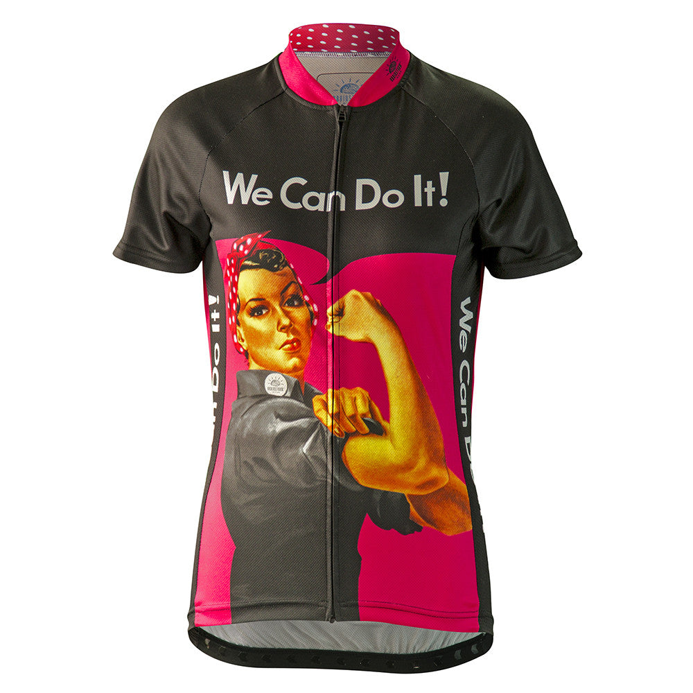 womens bicycle jersey Rosie the Riveter Hot Pink Womens Cycling Jersey > Brainstorm Gear